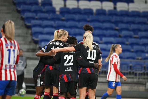 Football : OL Lyonnes v Atletico Madrid - UEFA Womens champions league Vilde Boe Risa of Atletico Madrid scored an own goal during the UEFA Womens champions league match between OL Lyonnes and Atletico Madrid at Groupama Stadium Decines Charpieu Lyon France on December 17, 2025 LYONFrance  Copyright: xMouradxAllilix