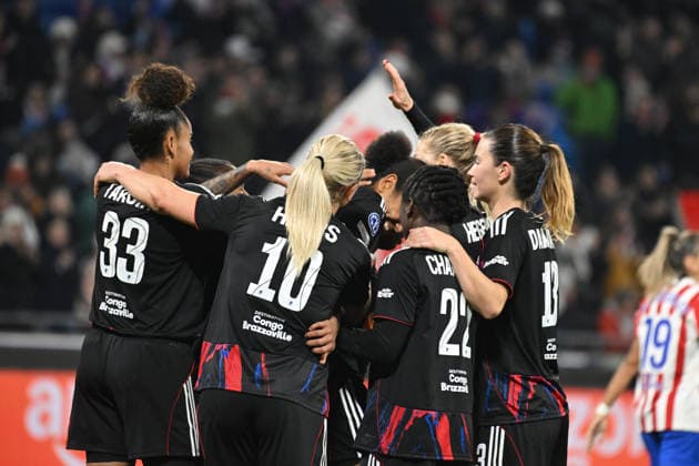 Football : OL Lyonnes v Atletico Madrid - UEFA Womens champions league Wendie RENARD of Lyon scoring goal during the UEFA Womens champions league match between OL Lyonnes and Atletico Madrid at Groupama Stadium Decines Charpieu Lyon France on December 17, 2025 LYONFrance  Copyright: xMouradxAllilix