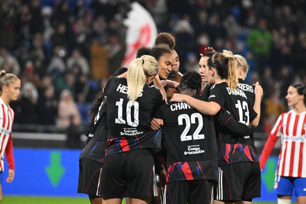 Football : OL Lyonnes v Atletico Madrid - UEFA Womens champions league Wendie RENARD of Lyon scoring goal during the UEFA Womens champions league match between OL Lyonnes and Atletico Madrid at Groupama Stadium Decines Charpieu Lyon France on December 17, 2025 LYONFrance  Copyright: xMouradxAllilix