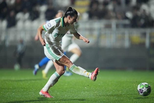 AS Roma s Evelyne Viens gol 4-0 during the Uefa Women™s Champions League soccer match between Roma and St. Pölten at the Rome s Tre Fontane stadium, Italy - Wednesday December 17, 2025 - Soccer ( Photo by Alfredo Falcone LaPresse )  Copyright: xAlfredoxFalcone LaPressex