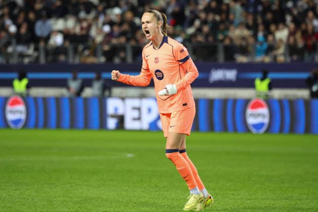 FOOTBALL FEMININ : Paris FC Vs FC Barcelone - Ligue des Champions - 17 12 2025 Joie - But de C Graham Hansen (FC Barcelone) ParisFrance  Copyright: xMichaelxBaucherx