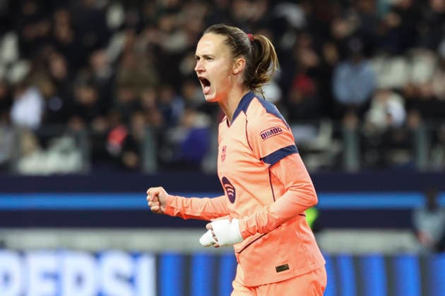 FOOTBALL FEMININ : Paris FC Vs FC Barcelone - Ligue des Champions - 17 12 2025 Joie - But de C Graham Hansen (FC Barcelone) ParisFrance  Copyright: xMichaelxBaucherx