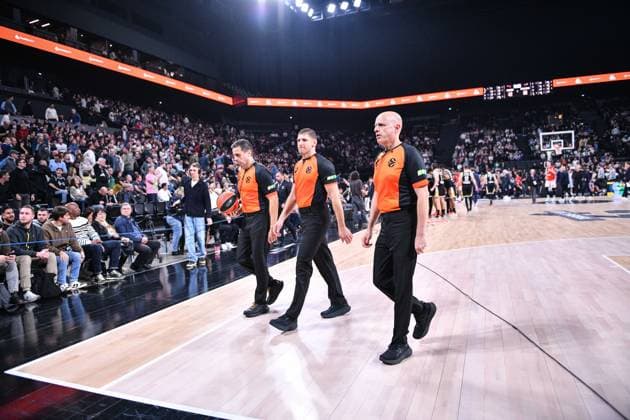 December 17, 2025, Decines, Aura, FRANCE: referees during the Turkish Airlines EuroLeague basketball match between LDLC ASVEL and Bayern Munich on 17 December 2025 at LDLC Arena in Do cines-Charpieu Decines FRANCE - ZUMAl230 20251217_zip_l230_013 Copyright: xCyrilxLestagex