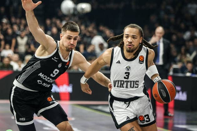 Partizan Mozzart Bet Belgrade v Virtus Bologna - Euroleague BELGRADE, SERBIA - DECEMBER 17: Carsen Edwards (3) of Virtus Bologna in action during the EuroLeague Regular Season Round 16 match between Partizan Mozzart Bet Belgrade and Virtus Bologna at Belgrade Arena on December 17, 2025 in Belgrade, Serbia. Filip Stevanovic Anadolu Belgrade Serbia. Editorial use only. Please get in touch for any other usage.  Copyright: x2025xAnadoluxFilipxStevanovicx