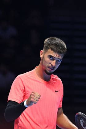 Next Gen ATP, Tennis Herren Finals Presented by PIF - Jeddah Dino Prizmic from Croatia during his first round match at the 2025 ATP NextGen Finals in Jeddah, SAOUDI, on December 17, 2025. Photo by Corinne Dubreuil ABACAPRESS.COM Jeddah Saudi Arabia  Copyright: xDubreuilxCorinne ABACAx