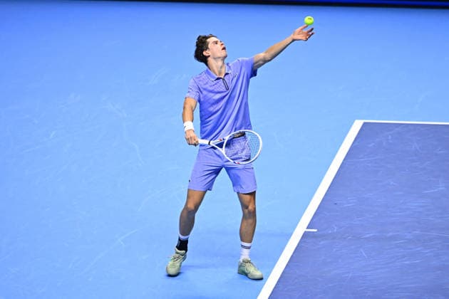 Next Gen ATP, Tennis Herren Finals Presented by PIF - Jeddah Alexander Blockx from Belgium during his first round match at the 2025 ATP NextGen Finals in Jeddah, SAOUDI, on December 17, 2025. Photo by Corinne Dubreuil ABACAPRESS.COM Jeddah Saudi Arabia  Copyright: xDubreuilxCorinne ABACAx
