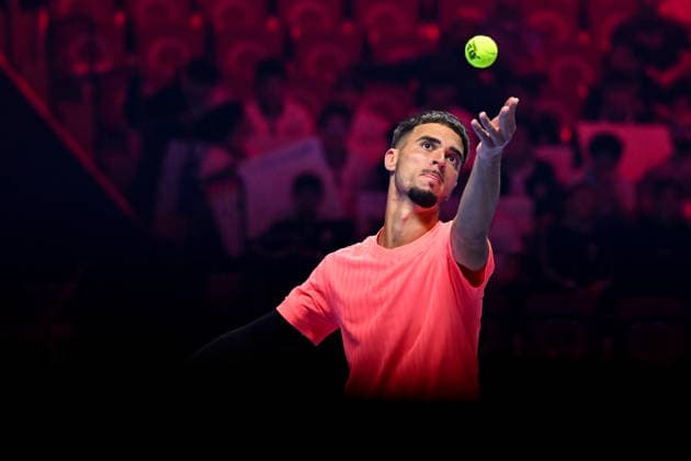 Next Gen ATP, Tennis Herren Finals Presented by PIF - Jeddah Dino Prizmic from Croatia during his second round match at the 2025 ATP NextGen Finals in Jeddah, SAOUDI, on December 18, 2025. Photo by Corinne Dubreuil ABACAPRESS.COM Jeddah Saudi Arabia  Copyright: xDubreuilxCorinne ABACAx