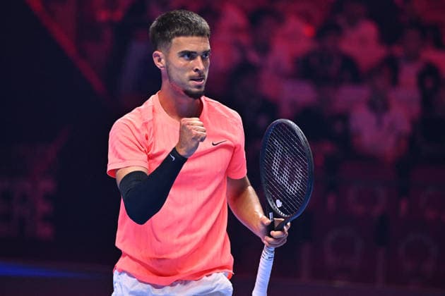 Next Gen ATP, Tennis Herren Finals Presented by PIF - Jeddah Dino Prizmic from Croatia during his second round match at the 2025 ATP NextGen Finals in Jeddah, SAOUDI, on December 18, 2025. Photo by Corinne Dubreuil ABACAPRESS.COM Jeddah Saudi Arabia  Copyright: xDubreuilxCorinne ABACAx