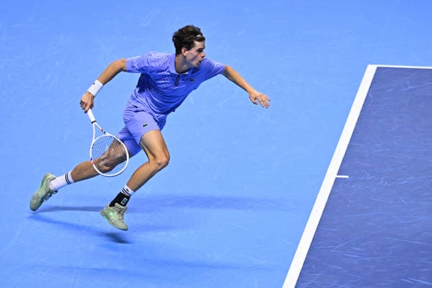 Next Gen ATP, Tennis Herren Finals Presented by PIF - Jeddah Alexander Blockx from Belgium during his second round match at the 2025 ATP NextGen Finals in Jeddah, SAOUDI, on December 18, 2025. Photo by Corinne Dubreuil ABACAPRESS.COM Jeddah Saudi Arabia  Copyright: xDubreuilxCorinne ABACAx