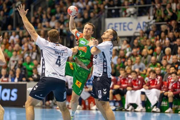 Germany Handball DHB Pokal 2025 26, quarter-final SC Magdeburg vs SG Flensburg Handewitt GETEC Arena Magdeburg Felix Claar SC Magdeburg, 7 Copyright: xTomxLauruschkatx