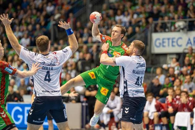 Germany Handball DHB Pokal 2025 26, quarter-final SC Magdeburg vs SG Flensburg Handewitt GETEC Arena Magdeburg Felix Claar SC Magdeburg, 7 Copyright: xTomxLauruschkatx