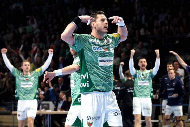 DEU, DHB, Cup, Fuechse Berlin vs THW Kiel, 18 12 2025, Max Schmeling Halle, Berlin, DEU, DHB, Cup, Fuechse Berlin vs THW Kiel, in the picture Mijajlo Marsenic Fuechse Berlin 93 nordphotoxGmbHx xEngler nph00076