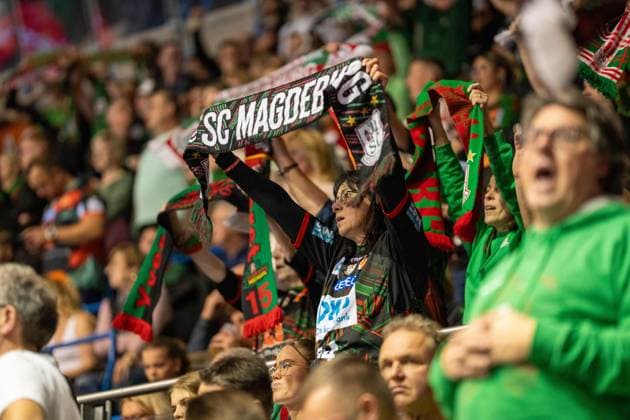 Germany Handball DHB Pokal 2025 26, Quarterfinal SC Magdeburg vs SG Flensburg Handewitt GETEC Arena Magdeburg Fans Copyright: xTomxLauruschkatx