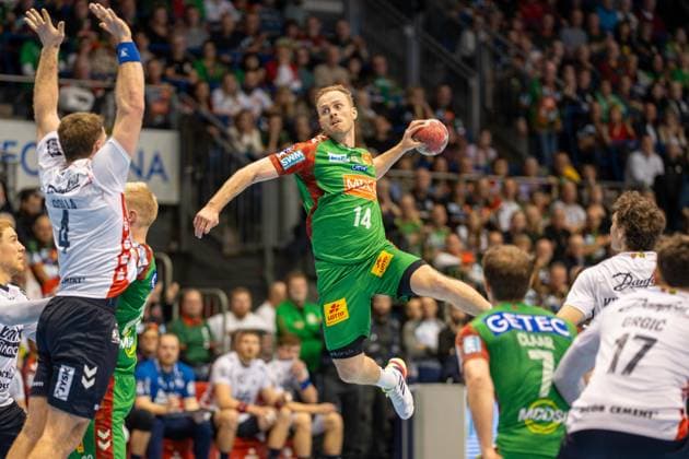 Germany Handball DHB Pokal 2025 26, quarter-final SC Magdeburg vs SG Flensburg Handewitt GETEC Arena Magdeburg Omar Ingi Magnusson SC Magdeburg, 14 Copyright: xTomxLauruschkatx