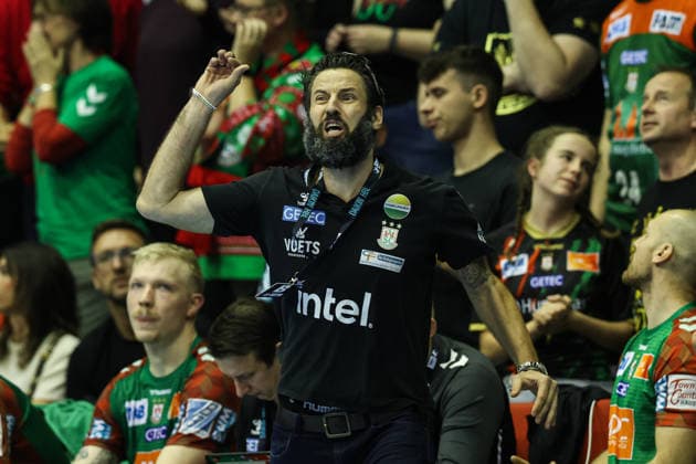 Coach Bennet Wiegert SC Magdeburg Quarterfinals Handball DHB Cup Season 2025 2026 SC Magdeburg vs SG Flensburg Handewitt at the GETEC Arena in Magdeburg Handball,Germany,18 12 2025