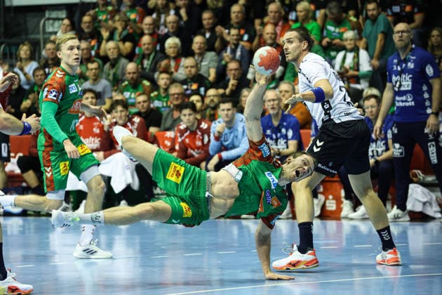 Felix Claar SC Magdeburg,7 Quarterfinals Handball DHB Cup Season 2025 2026 SC Magdeburg vs SG Flensburg Handewitt at the GETEC Arena in Magdeburg Action,Handball,Germany,18 12 2025