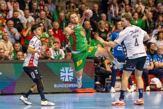 Germany Handball DHB Pokal 2025 26, quarter-final SC Magdeburg vs SG Flensburg Handewitt GETEC Arena Magdeburg Albin Lagergren SC Magdeburg, 21 Copyright: xTomxLauruschkatx