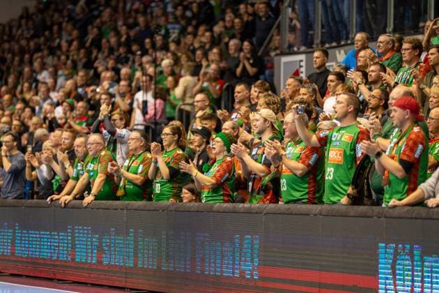 Germany Handball DHB Pokal 2025 26, Quarterfinal SC Magdeburg vs SG Flensburg Handewitt GETEC Arena Magdeburg Fans Team Whistle Cheers Copyright: xTomxLauruschkatx