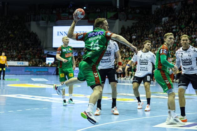 Omar Ingi Magnusson SC Magdeburg,14 Quarterfinals Handball DHB Cup Season 2025 2026 SC Magdeburg vs SG Flensburg Handewitt at the GETEC Arena in Magdeburg Action,Handball,Germany,18 12 2025