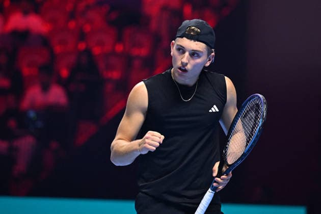 Next Gen ATP, Tennis Herren Finals Presented by PIF - Jeddah Justin Engel from Germany during his third round match at the 2025 ATP NextGen Finals in Jeddah, SAOUDI, on December 19, 2025. Photo by Corinne Dubreuil ABACAPRESS.COM Jeddah Saudi Arabia  Copyright: xDubreuilxCorinne ABACAx