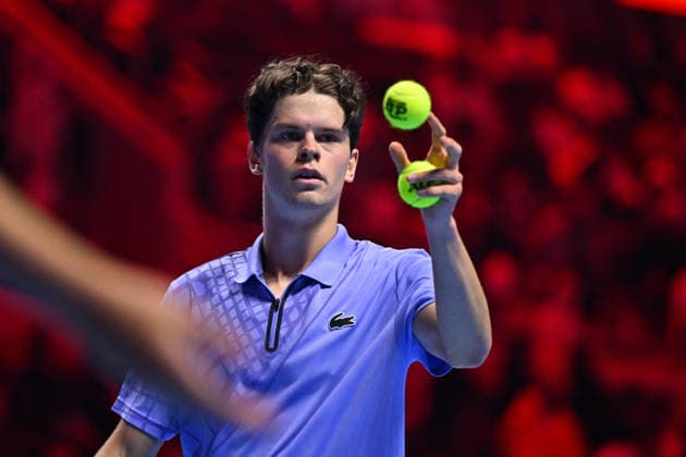 Next Gen ATP, Tennis Herren Finals Presented by PIF - Jeddah Alexander Blockx from Belgium during his third round match at the 2025 ATP NextGen Finals in Jeddah, SAOUDI, on December 19, 2025. Photo by Corinne Dubreuil ABACAPRESS.COM Jeddah Saudi Arabia  Copyright: xDubreuilxCorinne ABACAx