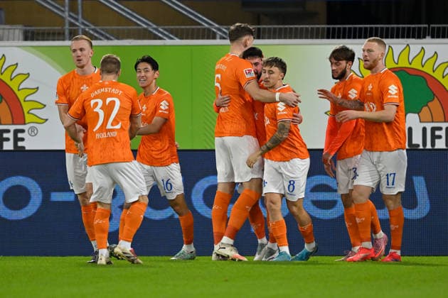Paderborn, Home Deluxe Arena, 19 12 25, GER, Herren, 2 Bundesliga, Saison 2025 2026, SC Paderborn 07 SV Darmstadt 98 Bild Marco RICHTER Darmstadt jubilates after his goal to 0 1 DFL regulations prohibit any use of photographs as image sequences and or quasi video NRW Germany