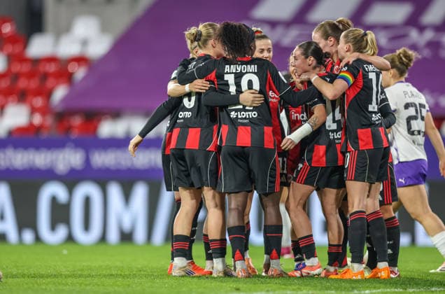GER, Essen, SGS Essen vs Eintracht Frankfurt, Google Pixel Frauen Bundesliga, Fussball, DFB, Spielzeit 2025 2026, Stadion an der Hafenstraße , 14. Spieltag im Bild: GÃ raldine Reuteler (Eintracht Frankfurt 14) erzielt das Tor zum 0:1, Tor, Jubel und Freude, Emotionen DFB DFL REGULATIONS PROHIBIT ANY USE OF PHOTOGRAPHS AS IMAGE SEQUENCES AND OR QUASI-VIDEO, 19.12.2025 Copyright: HMBxMedia HendrikxHamelau