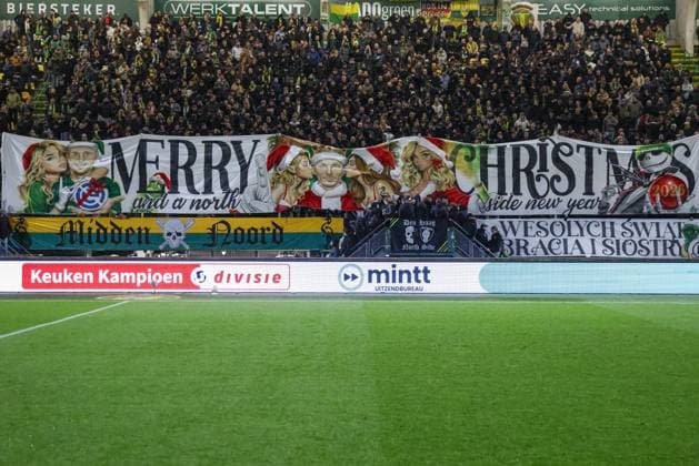 DEN HAAG , 19-12-2025 , WerkTalent Stadium , season 2025 2026 , Dutch Keuken Kampioen Divisie football , match between ADO Den Haag and Jong PSV , picture shows banner in the stand ADO - Jong PSV  x200285611x Copyright: