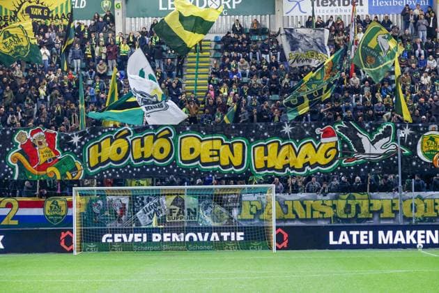 DEN HAAG , 19-12-2025 , WerkTalent Stadium , season 2025 2026 , Dutch Keuken Kampioen Divisie football , match between ADO Den Haag and Jong PSV , picture shows banner in the stand ADO - Jong PSV  x200285615x Copyright: