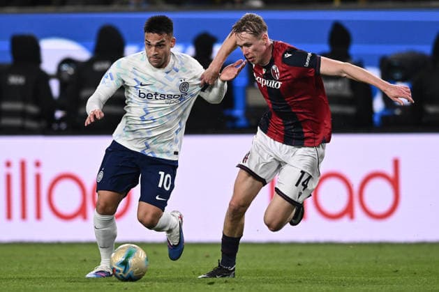 Db Riyadh 19 12 2025 - Supercoppa Italiana Bologna-Inter foto Daniele Buffa Image nella foto: Lautaro Martinez-Torbjorn Heggem 