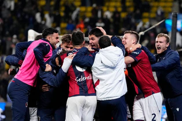 Bologna FC 1909 v FC Internazionale - Supercoppa Italiana Semifinal Bologna players celebrate the victory after winning the Supercoppa Italiana semifinal match between Bologna FC 1909 and FC Internazionale at King Saud University Stadium on December 19, 2025 in Riyadh, Saudi Arabia. Riyadh Saudi Arabia  Copyright: xJosexBretonx originalFilename:bretonhernandez-bolognaf251220_npceO.jpg