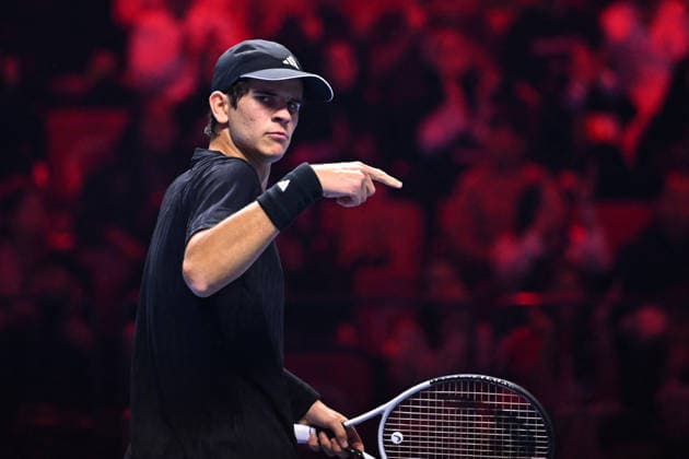Next Gen ATP, Tennis Herren Finals Presented by PIF - Jeddah Rafael Jodar from Spain during his third round match at the 2025 ATP NextGen Finals in Jeddah, SAOUDI, on December 19, 2025. Photo by Corinne Dubreuil ABACAPRESS.COM Jeddah Saudi Arabia  Copyright: xDubreuilxCorinne ABACAx