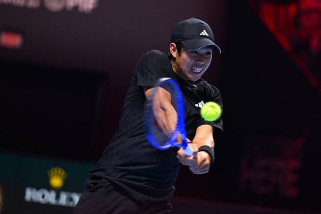 Next Gen ATP, Tennis Herren Finals Presented by PIF - Jeddah Learner Tien from USA during his third round match at the 2025 ATP NextGen Finals in Jeddah, SAOUDI, on December 19, 2025. Photo by Corinne Dubreuil ABACAPRESS.COM Jeddah Saudi Arabia  Copyright: xDubreuilxCorinne ABACAx