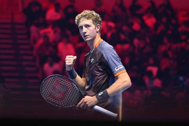 Next Gen ATP, Tennis Herren Finals Presented by PIF - Jeddah Martin Landaluce from Spain during his third round match at the 2025 ATP NextGen Finals in Jeddah, SAOUDI, on December 19, 2025. Photo by Corinne Dubreuil ABACAPRESS.COM Jeddah Saudi Arabia  Copyright: xDubreuilxCorinne ABACAx
