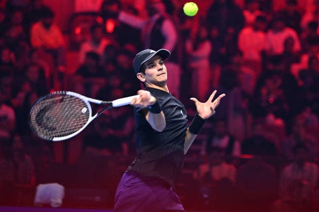 Next Gen ATP, Tennis Herren Finals Presented by PIF - Jeddah Rafael Jodar from Spain during his third round match at the 2025 ATP NextGen Finals in Jeddah, SAOUDI, on December 19, 2025. Photo by Corinne Dubreuil ABACAPRESS.COM Jeddah Saudi Arabia  Copyright: xDubreuilxCorinne ABACAx
