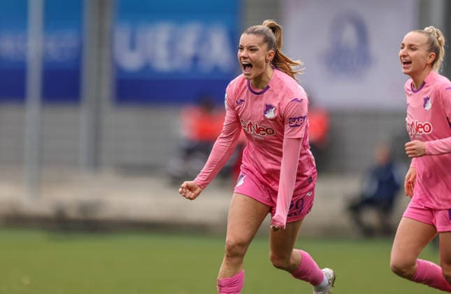 GER, Hoffenheim, TSG Hoffenheim vs Carl Zeiss Jena, Google Pixel Womens Bundesliga, Football, DFB, Season 2025 2026, Dietmar Hopp Stadium, 14 Matchday in picture Selina Cerci TSG 1899 Hoffenheim Women 29 , Goal, Cheering and joy, Emotions DFB DFL REGULATIONS PROHIBIT ANY USE OF PHOTOGRAPHS AS IMAGE SEQUENCES AND OR QUASI VIDEO, 20 12 2025 Copyright: HMBxMedia HendrikxHamelau