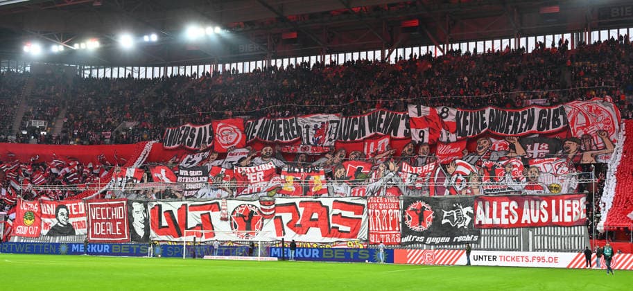 20 12 2025 Soccer Season 2025 2026 2 Soccer Bundesliga 17 Matchday Fortuna Düsseldorf F95 SpVgg Greuther Fürth Kleeblatt Sportfoto Zink xwoxzix DFL regulations prohibit any use of photographs as image sequences and or quasi video only for editorial use Choreo Choreografie F95 Fans Fanblock