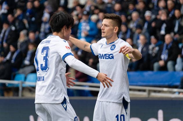Germany 2 Bundesliga 2025 26, 17 Matchday VfL Bochum vs Karlsruher SC 20 12 2025 Vonovia Ruhrstadion Bochum, North Rhine-Westphalia Goal for 1 1 by Marvin Wanitzek Karlsruher SC, 10 Goal celebration Joy over goal Copyright: xCelinaxLeiersx