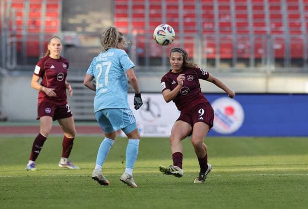 20 12 2025 Soccer Season 2025 2026 1 Womens Soccer Bundesliga 14 Matchday 1 FC Nuremberg FCN Club 1 FC Union Berlin Sportfoto Zink DaMa xdaxmax Jenny Hipp 27, 1 FC Union Berlin Laura Miller 9, 1 FC Nuremberg FCN