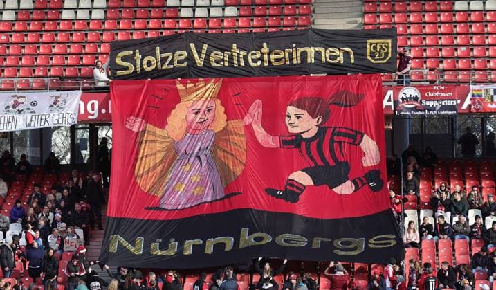 20 12 2025 Football Season 2025 2026 1 Womens Football Bundesliga 14 Matchday 1 FC Nuremberg FCN Club 1 FC Union Berlin Sportfoto Zink DaMa xdaxmax Symbolbild Symbol photo Feature Impression Choreography of the Clubfan Clubfans FCN Fans Fans before the start of the match Proud representatives of Nuremberg