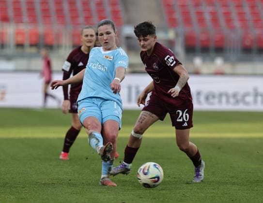 20 12 2025 Soccer Season 2025 2026 1 Womens Soccer Bundesliga 14 Matchday 1 FC Nuremberg FCN Club 1 FC Union Berlin Sportfoto Zink DaMa xdaxmax Dina Orschmann 11, 1 FC Union Berlin Aneta Polaskova 26, 1 FC Nuremberg FCN