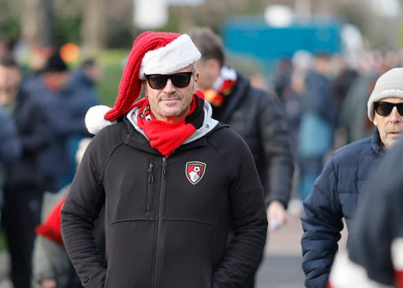 20th December 2025, Bournemouth, Dorset, England; Premier League Football, AFC Bournemouth versus Burnley; Fans with Christmas outfit before kick off  HongboxChen
