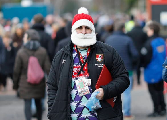 20th December 2025, Bournemouth, Dorset, England; Premier League Football, AFC Bournemouth versus Burnley; Fans with Christmas outfit before kick off  HongboxChen