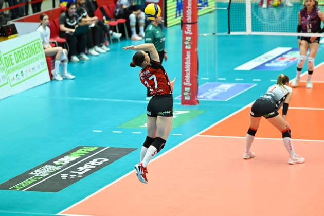 Lorena Lorber Fijok Dresdner SC, 17 Dresdner SC vs Schwarz Weiß Erfurt, 1 Volleyball Bundesliga Damen, Spielzeit 2025 2026, 20 12 2025 Dresdner SC vs Schwarz Weiß Erfurt, 1 Volleyball Bundesliga Damen, Spielzeit 2025 2026, 20 12 2025 Dresden Copyright: xEibner-Pressefoto xHoepnerx EP_PHR