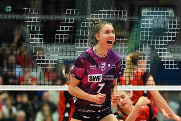Sina Siebert Schwarz Weiß Erfurt, 7 Dresdner SC vs Schwarz Weiß Erfurt, 1 Volleyball Bundesliga Damen, Spielzeit 2025 2026, 20 12 2025 Dresdner SC vs Schwarz Weiß Erfurt, 1 Volleyball Bundesliga Damen, Spielzeit 2025 2026, 20 12 2025 Dresden Copyright: xEibner-Pressefoto xHoepnerx EP_PHR