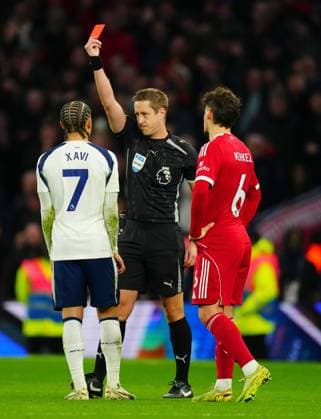 Xavi Simons of Tottenham Hotspur i sent off Tottenham Hotspur v Liverpool, Premier League, Football, Tottenham Hotspur Stadium, London, UK - 20 Dec 2025London Tottenham Hotspur Stadium United Kingdom EDITORIAL USE ONLY No use with unauthorised audio, video, data, fixture lists, club league logos or live services. Online in-match use limited to 120 images, no video emulation. No use in betting, games or single club league player publications. Copyright: xJavierxGarcia Shutterstockx 16151220g