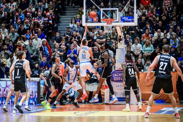 easycredit BBL Basketball Bundesliga 2025 2026 11 Matchday 20 12 2025 Science City Jena vs BMA365 Bamberg Baskets Mitte Joe Wieskamp Jena at the basketball Sparkassen Arena