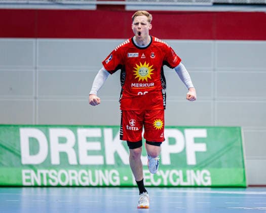 Niko Blaauw TuS N Luebbecke, 23 celebrates after scoring goal GER, TuS N Luebbecke vs HSG Krefeld Niederrhein, Handball, 2 Bundesliga, Matchday 16, Season 2025 2026, 20 12 2025 GER, TuS N Luebbecke vs HSG Krefeld Niederrhein, Handball, 2 Bundesliga, Matchday 16, Season 2025 2026, 20 12 2025 Luebbecke Copyright: xEibner-Pressefoto JanxRollingerx EP_JSK