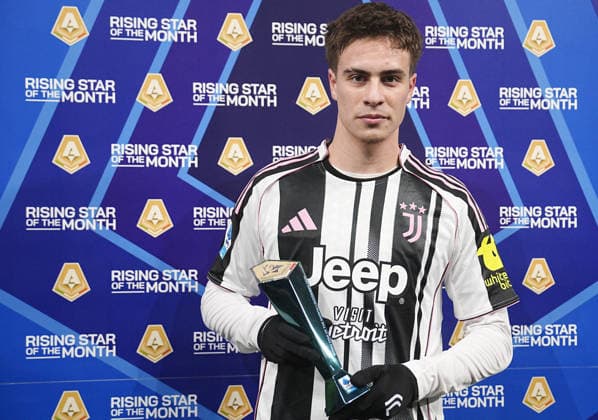 Kenan Yildiz Rising Star of the month di novembre during the Serie A soccer match between Juventus and Roma at the Allianz Stadium in Turin, north west Italy - Saturday, December 20, 2025. - Soccer .  Copyright: xMarcoxAlpozzi LaPressex