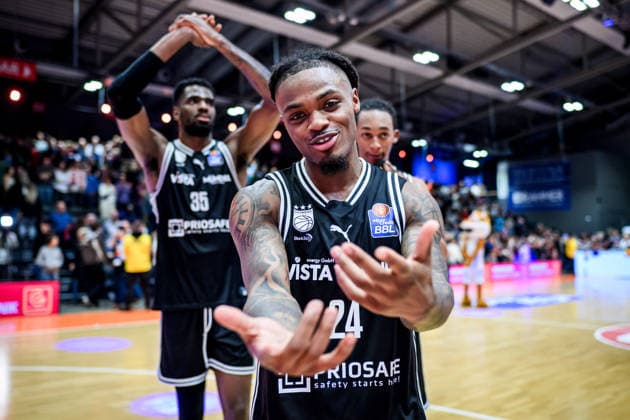 easycredit BBL Basketball Bundesliga 2025 2026 11 Matchday 20 12 2025 Science City Jena vs BMA365 Bamberg Baskets Bambergs top scorer Cobe Williams satisfied after the win, Portrait Sparkassen Arena